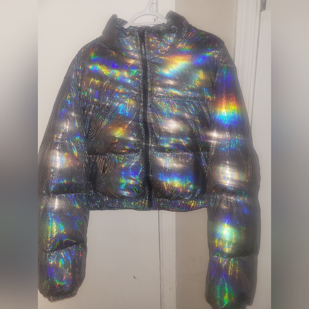 SHEIN Iridescent Puffer Jacket